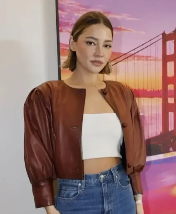 Super Bowl Madelyn Cline Brown Leather Jacket