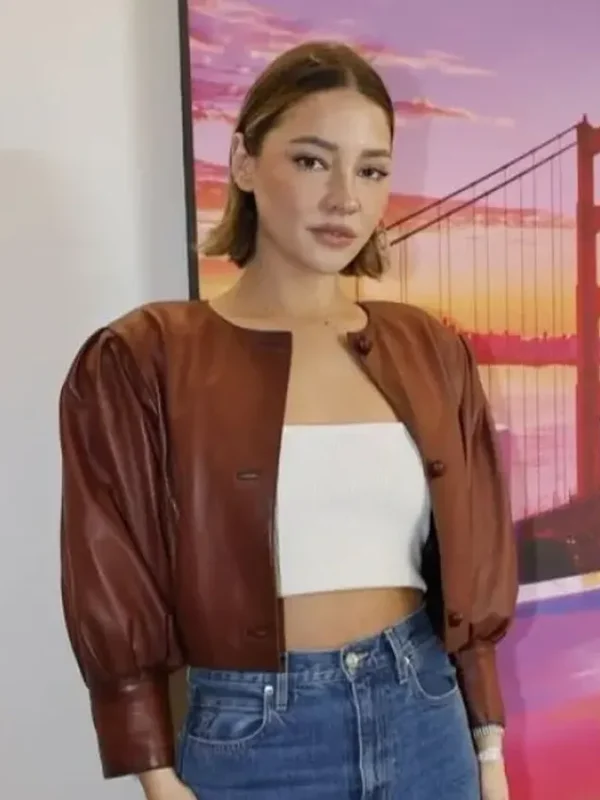 Super Bowl Madelyn Cline Brown Leather Jacket