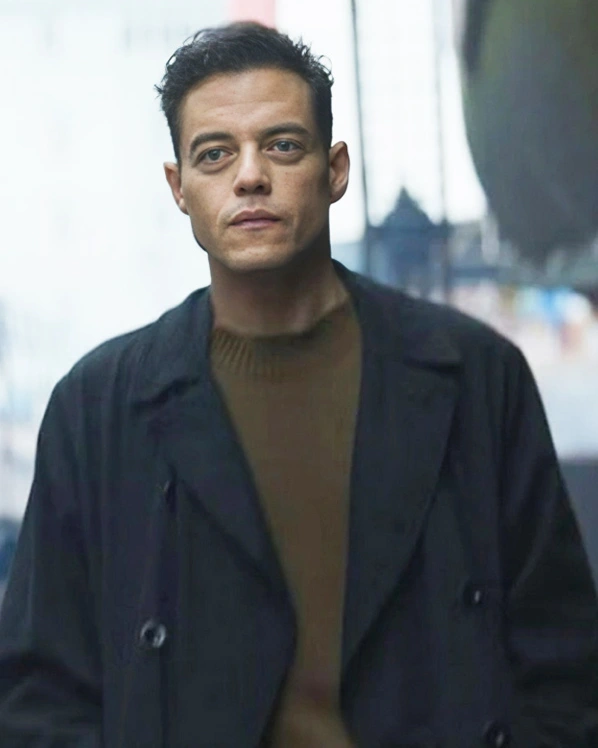 The Amateur Rami Malek Black Cotton Coat The Amateur Rami Malek Black Cotton Coat