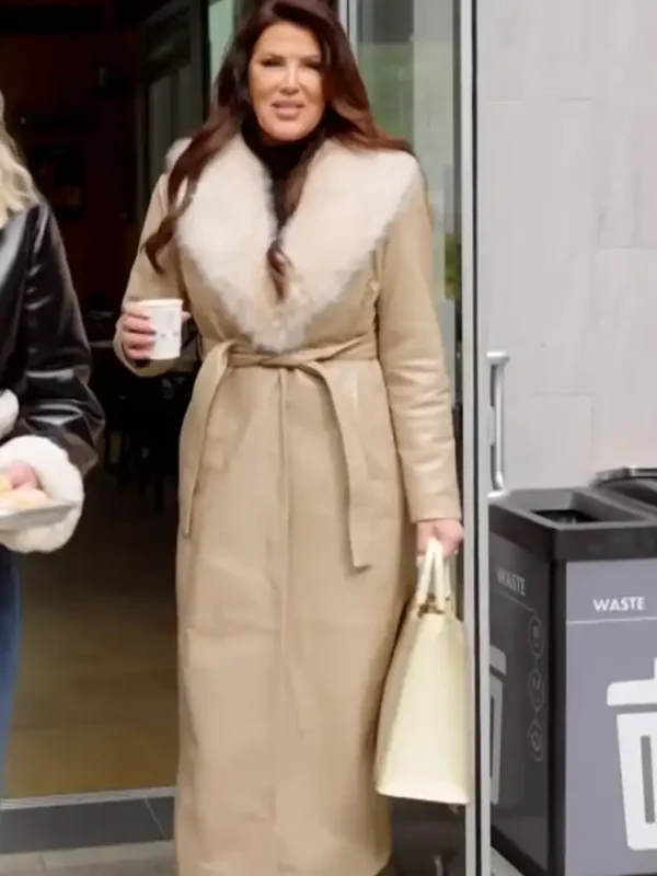 The Real Housewives Emily Simpson Beige Leather Coat