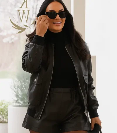 The Real Housewives of SLC Lisa Barlow Leather Bomber Jacket