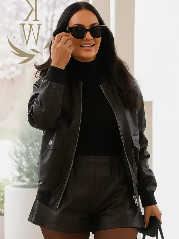 The Real Housewives of SLC Lisa Barlow Leather Bomber Jacket