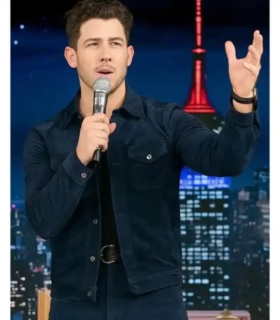 The Tonight Show Nick Jonas Blue Suede Jacket