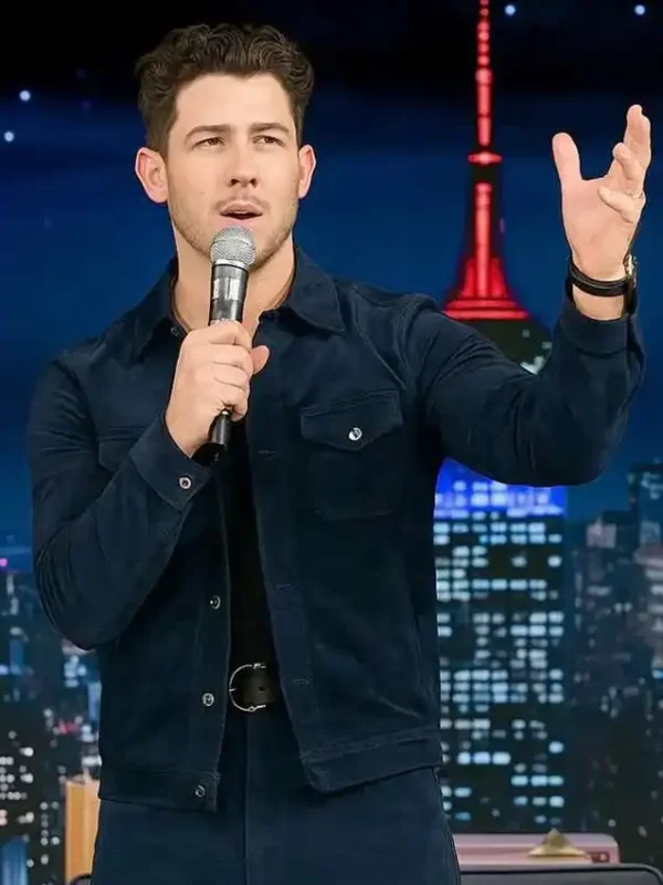 The Tonight Show Nick Jonas Blue Suede Jacket