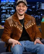 The Tonight Show Pete Davidson Brown Fringe Jacket