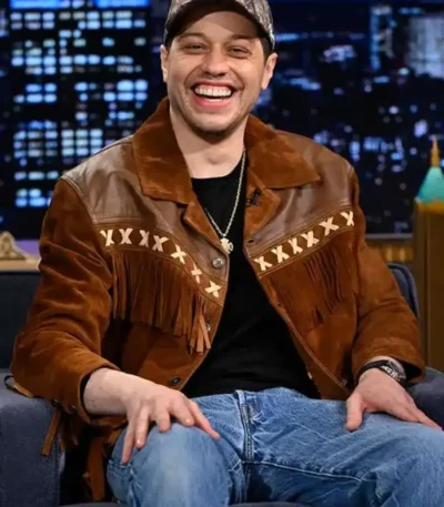 The Tonight Show Pete Davidson Brown Fringe Jacket