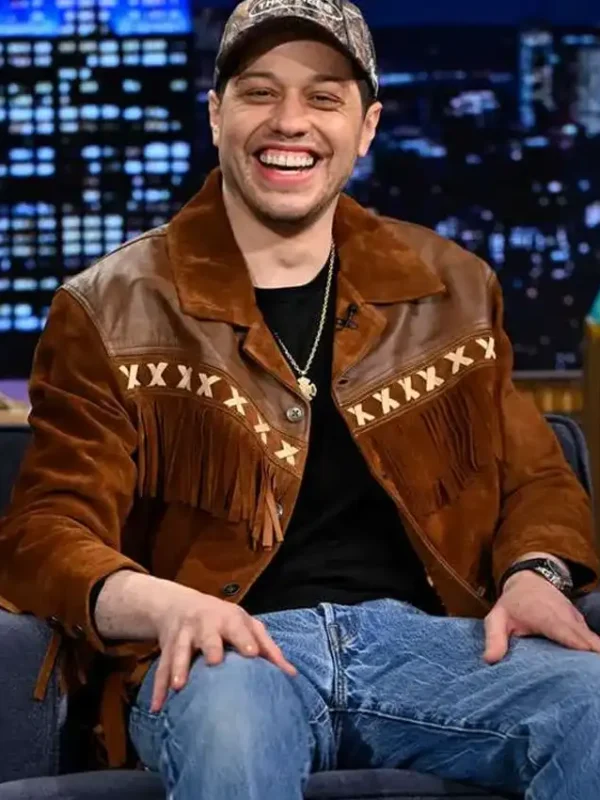 The Tonight Show Pete Davidson Brown Fringe Jacket