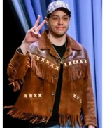The Tonight Show Pete Davidson Brown Fringe Jacket