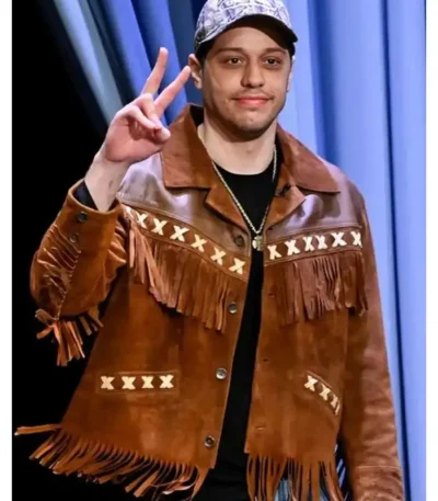 The Tonight Show Pete Davidson Brown Fringe Jacket