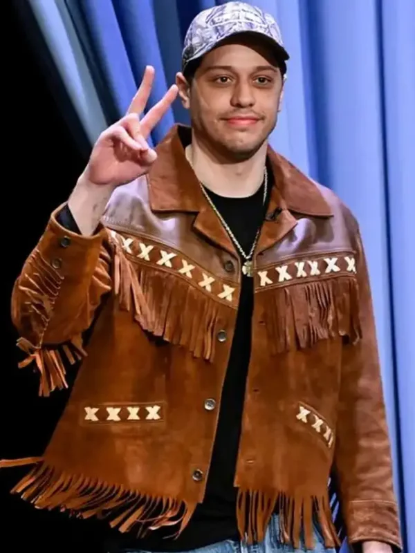 The Tonight Show Pete Davidson Brown Fringe Jacket