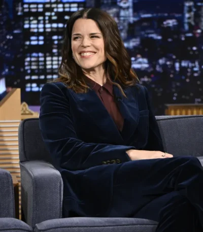 The Tonight Show Neve Campbell Blue Velvet Blazer