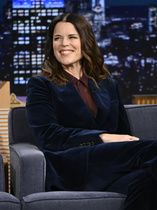 The Tonight Show Neve Campbell Blue Velvet Blazer