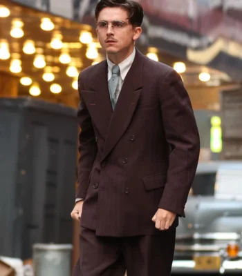 Timothée Chalamet Marty Supreme Maroon Suit