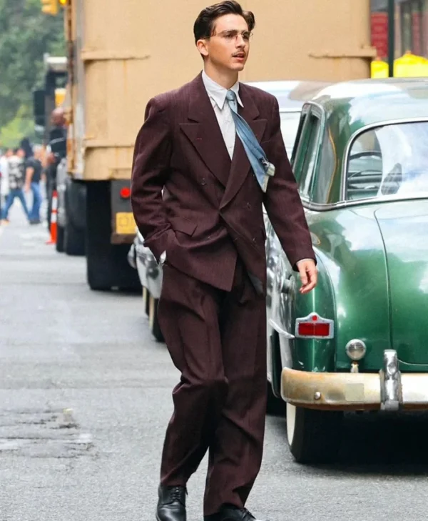 Timothée Chalamet Marty Supreme Maroon Suit Timothée Chalamet Marty Supreme Maroon Suit