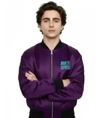 Timothee Chalamet Marty Supreme Purple Bomber Jacket