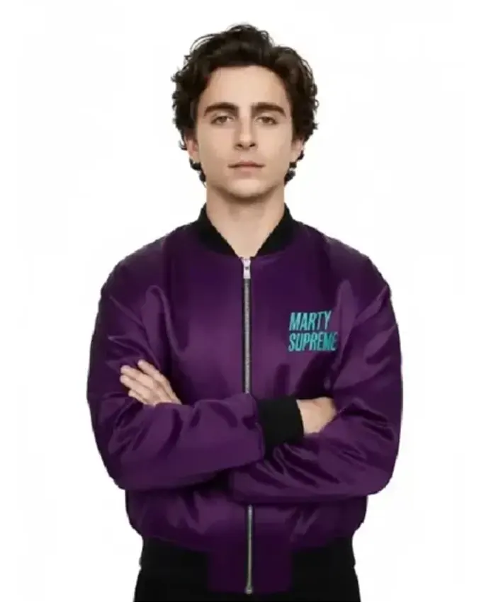 Timothee Chalamet Marty Supreme Purple Bomber Jacket Timothee Chalamet Marty Supreme Purple Bomber Jacket