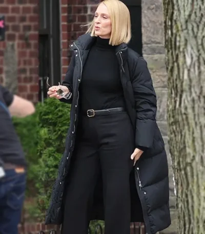 Uma Thurman Dexter Resurrection S01 Black Puffer Coat
