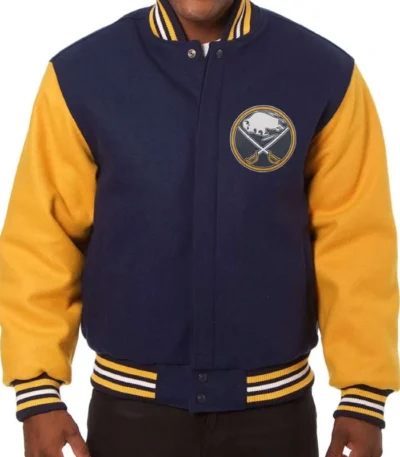 Buffalo Sabres Yellow and Navy Blue Varsity Jacket