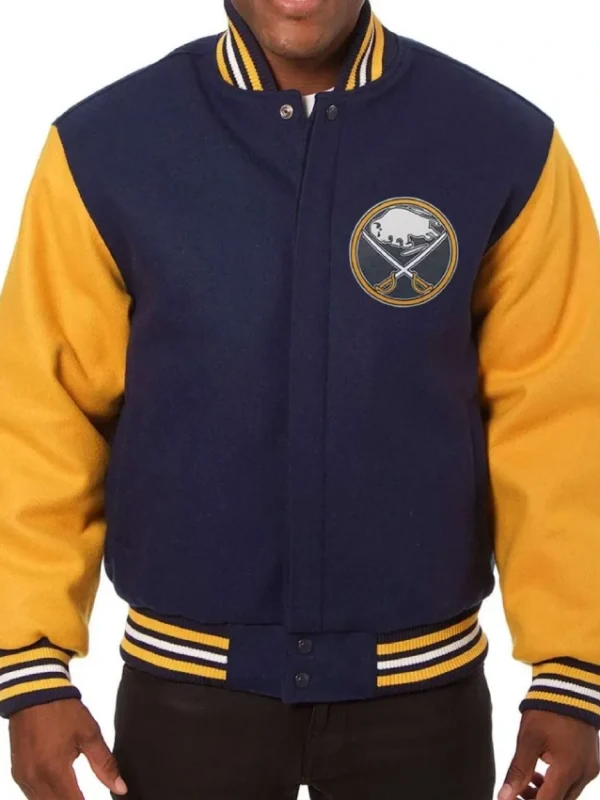 Buffalo Sabres Yellow and Navy Blue Varsity Jacket