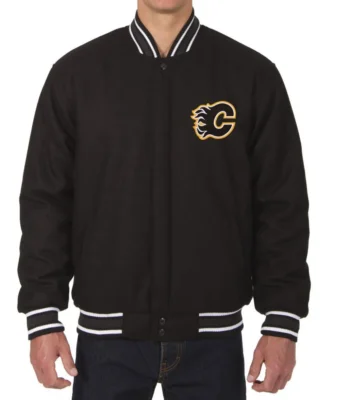 Varsity Calgary Flames Black Wool Jacket