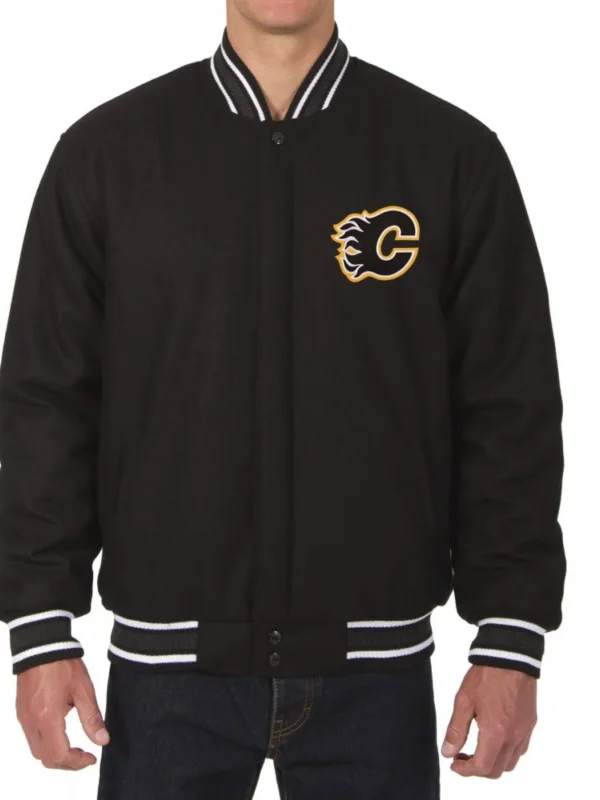 Varsity Calgary Flames Black Wool Jacket