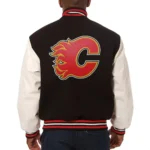 Varsity Calgary Flames Black and White Two-Tone Jacket
