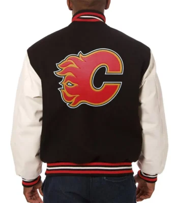 Varsity Calgary Flames Black and White Two-Tone Jacket
