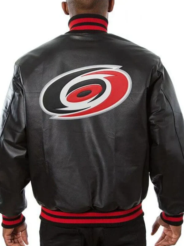 Varsity Carolina Hurricanes Black Leather Jacket