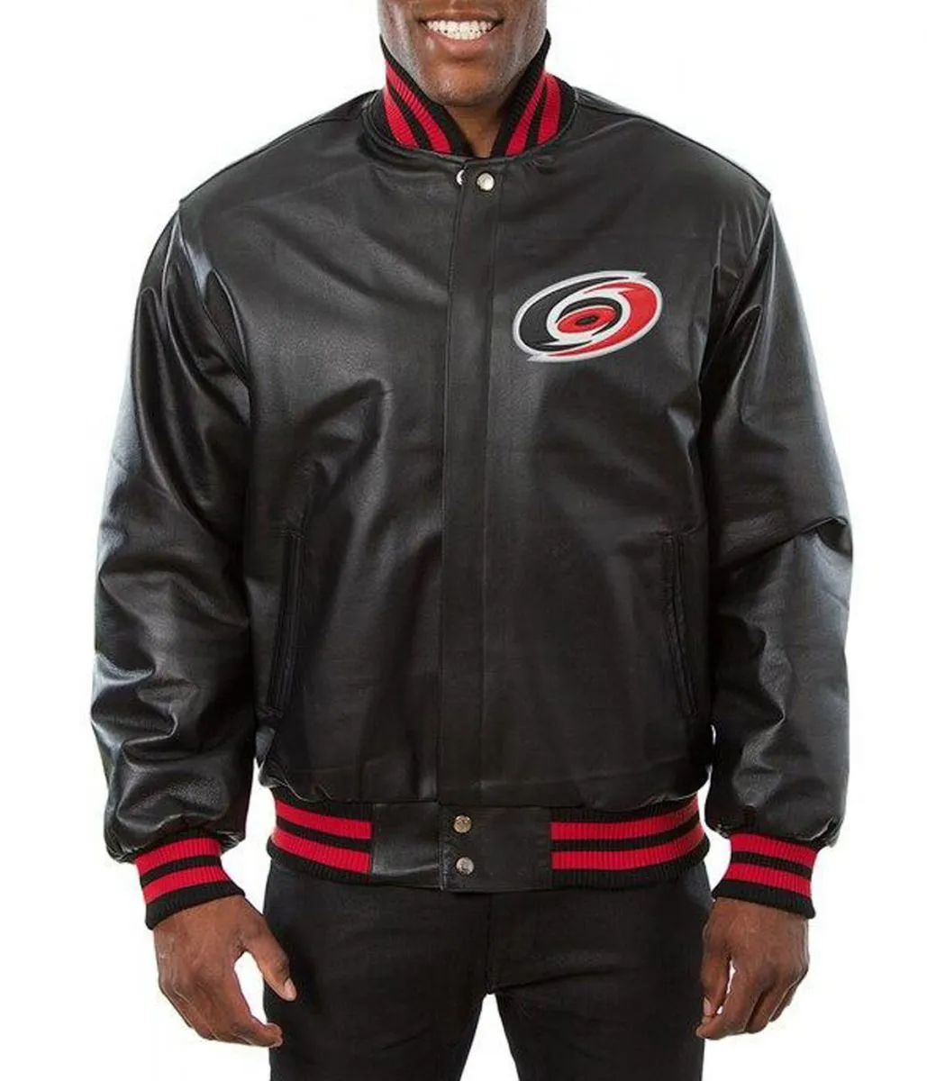 Varsity Carolina Hurricanes Black Leather Jacket Varsity Carolina Hurricanes Black Leather Jacket