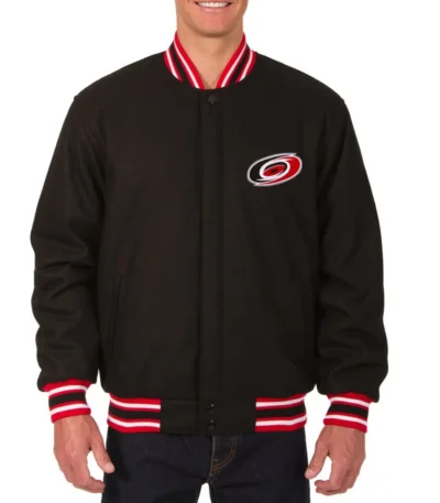 Varsity Carolina Hurricanes Black Wool Jacket