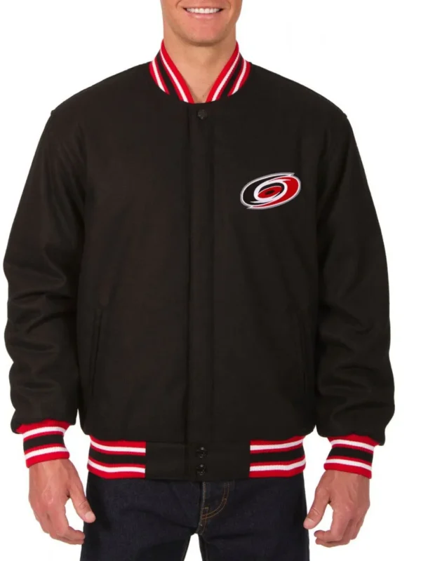 Varsity Carolina Hurricanes Black Wool Jacket