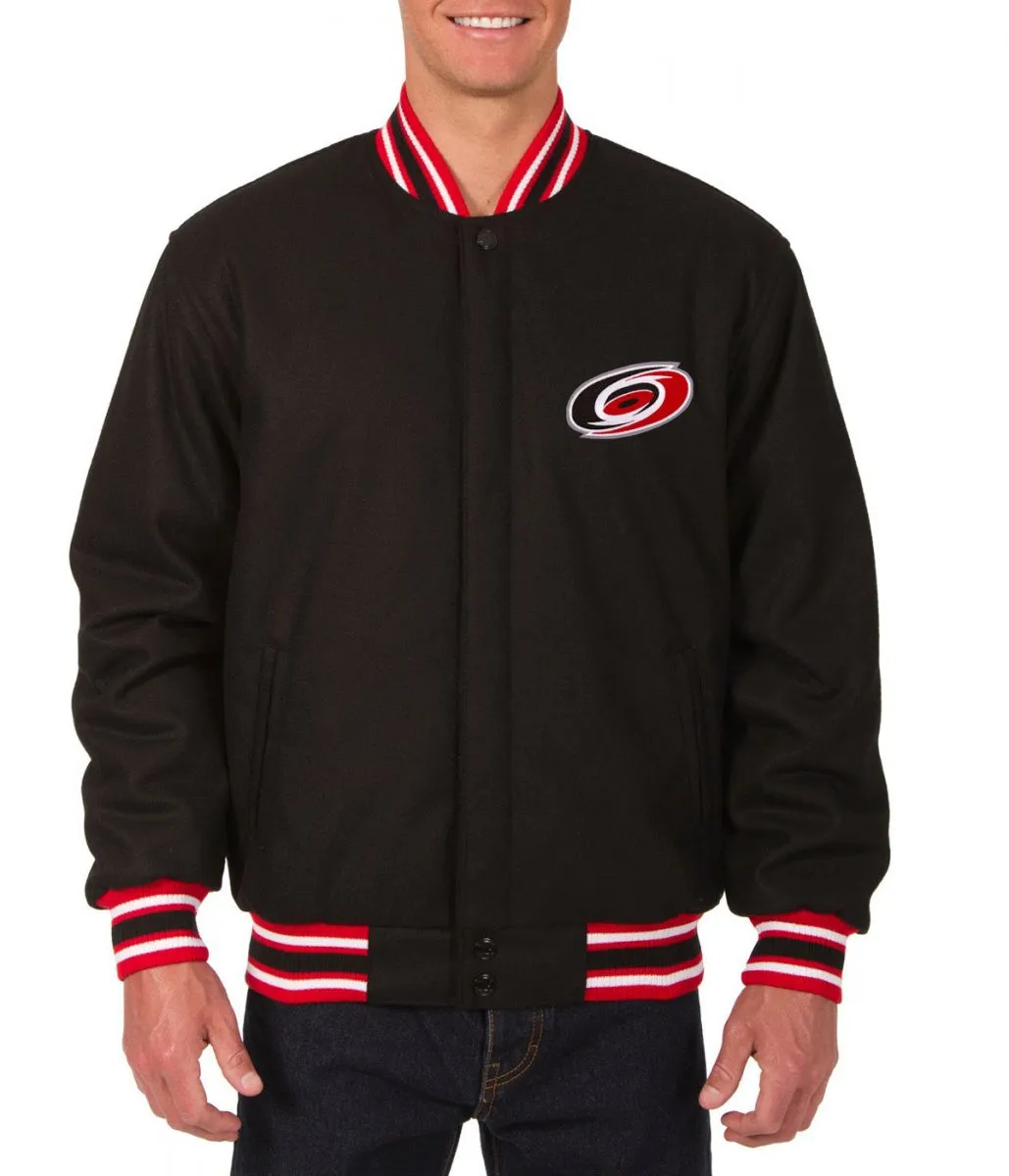 Varsity Carolina Hurricanes Black Wool Jacket Varsity Carolina Hurricanes Black Wool Jacket