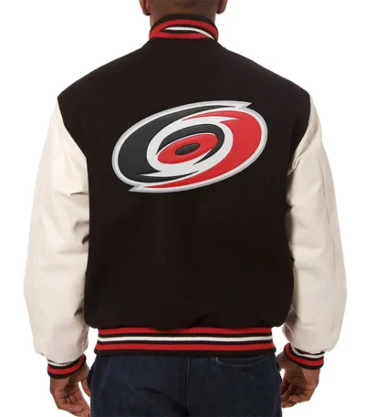 Varsity Carolina Hurricanes Black and White Two-Tone Jacket