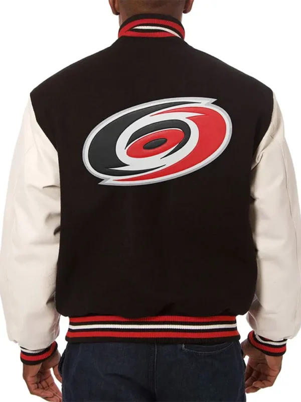 Varsity Carolina Hurricanes Black and White Two-Tone Jacket