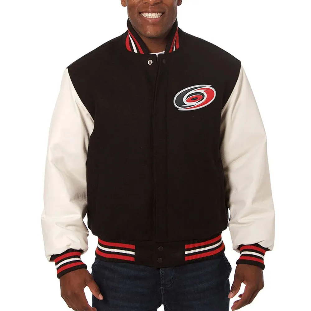 Varsity Carolina Hurricanes Black and White Two-Tone Jacket Varsity Carolina Hurricanes Black and White Two-Tone Jacket