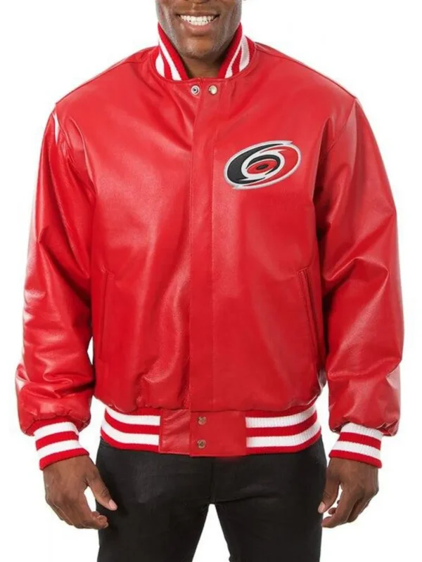Varsity Carolina Hurricanes Red Leather Jacket