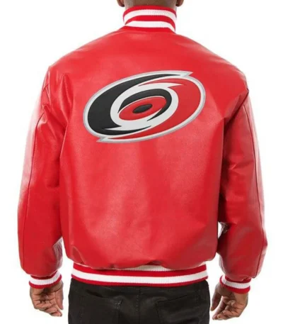 Varsity Carolina Hurricanes Red Leather Jacket