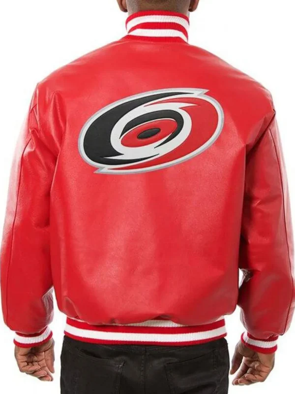 Varsity Carolina Hurricanes Red Leather Jacket