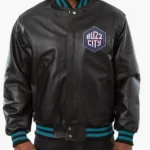 Varsity Charlotte Hornets Black Leather Jacket