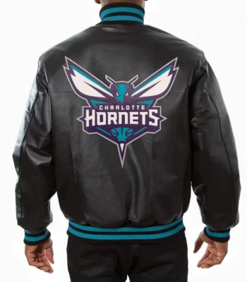 Varsity Charlotte Hornets Black Leather Jacket