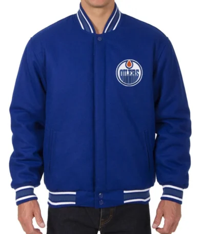 Varsity Edmonton Oilers Royal Blue Wool Jacket