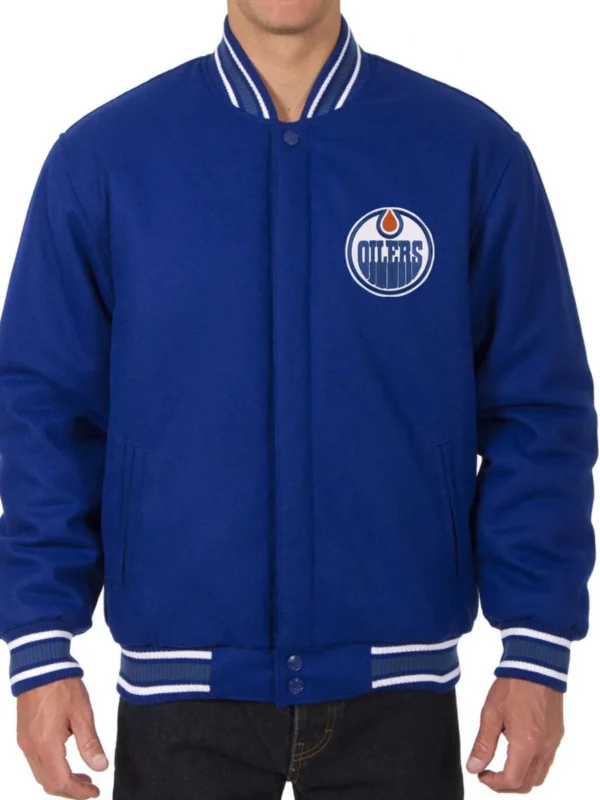 Varsity Edmonton Oilers Royal Blue Wool Jacket