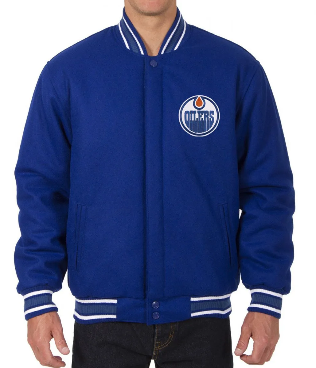 Varsity Edmonton Oilers Royal Blue Wool Jacket Varsity Edmonton Oilers Royal Blue Wool Jacket