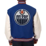 Varsity Edmonton Oilers Royal Blue and White Two-Tone Jacket