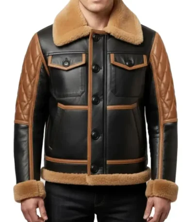 Vintage B3 Aviator Black and Tan Leather Jacket
