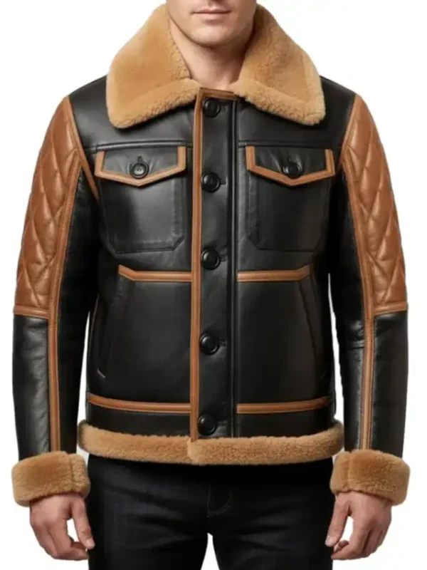 Vintage B3 Aviator Black and Tan Leather Jacket