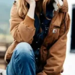 Yellowstone Kelly Reilly Brown Fur Collar Hooded Jacket