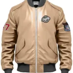 ken Sander Beige Bomber Stegaro Leather Jacket