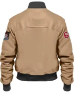ken Sander Beige Bomber Stegaro Leather Jacket
