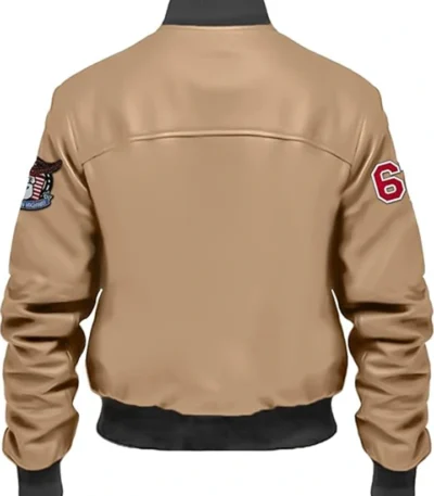 ken Sander Beige Bomber Stegaro Leather Jacket